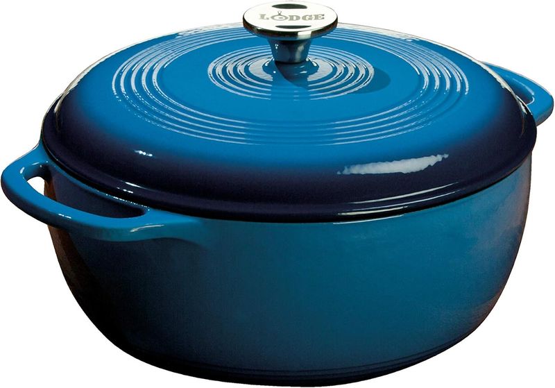 Lodge 6 Quart Enameled Cast Iron Dutch Oven with Lid – Dual Handles. Various colors