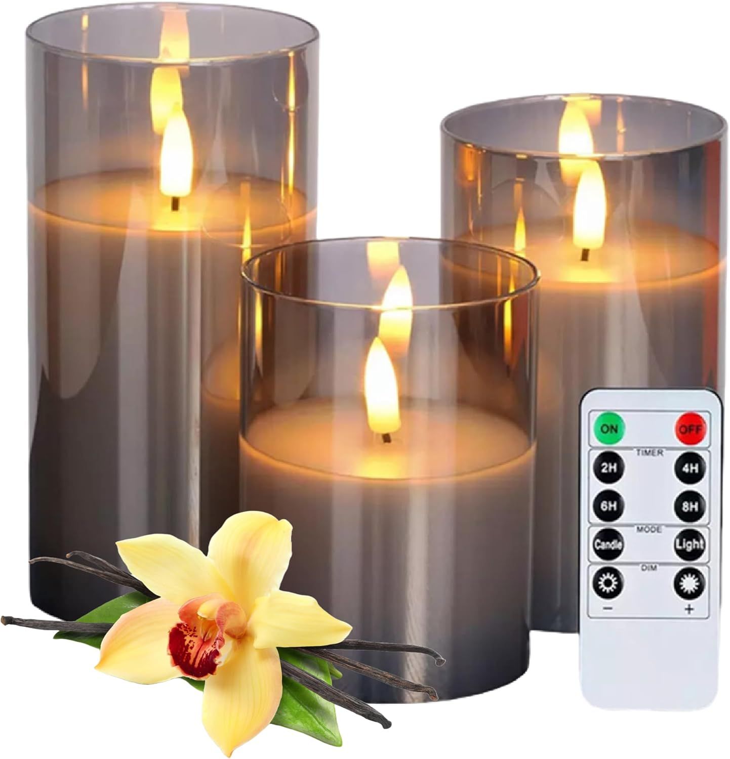 Scented Real Wax Flameless LED Candles with Remote &amp; Timer - 3 Sizes