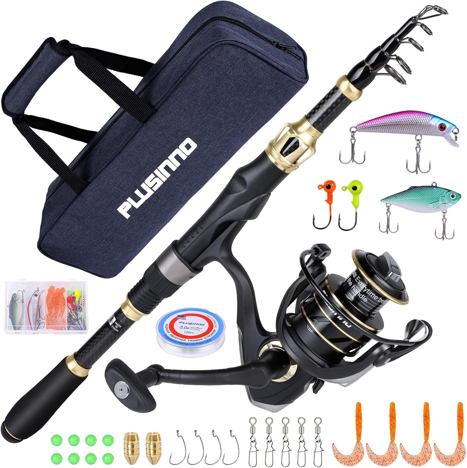 PLUSINNO Fishing Rod and Reel Combo kit