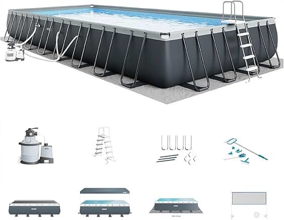 Intex 32&#39; x 16&#39; x 52&quot; Ultra XTR Rectangular Outdoor Swimming Pool