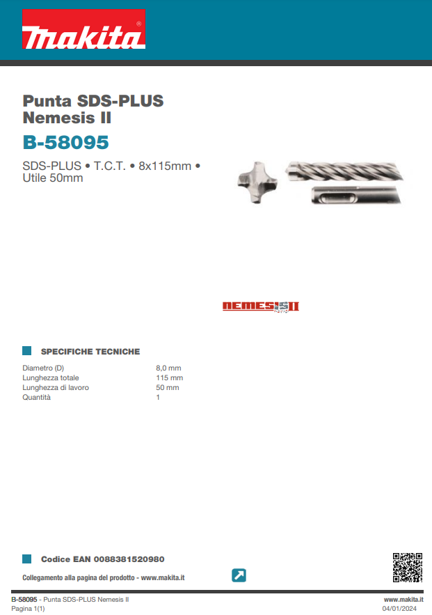 PUNTA SDS-PLUS NEMESIS II - 8x115mm