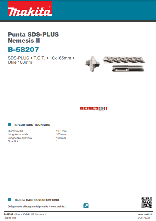 Punta SDS-PLUS Nemesis II - 10x165 mm