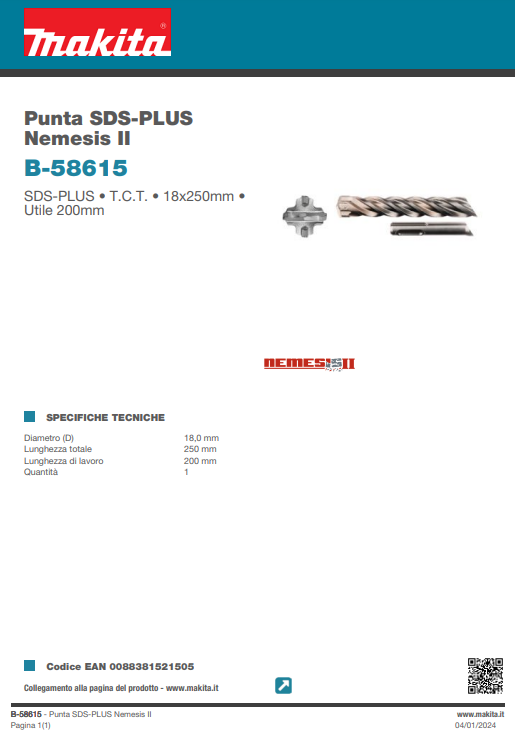 PUNTA SDS-PLUS NEMESIS II - 18x250 mm