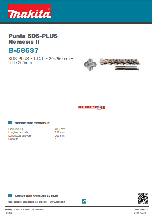 PUNTA SDS-PLUS NEMESIS II - 20x250 mm