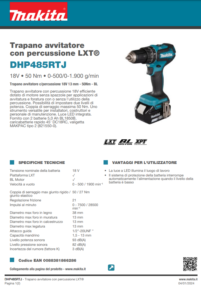 TRAPANO AVVITATORE CON PERCUSSIONE LXT ®