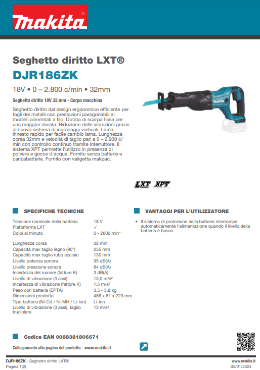 SEGHETTO DIRITTO LXT ® 18V 32 mm