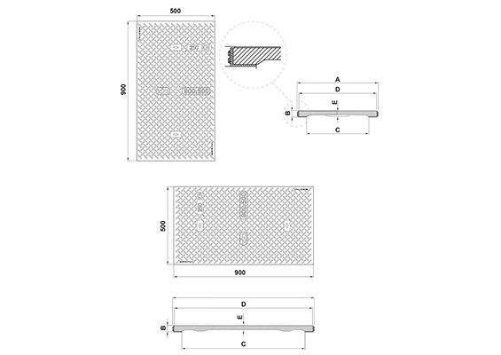 CHIUSINO KIO TRENCH 900X500 COPERCHIO MODULARE