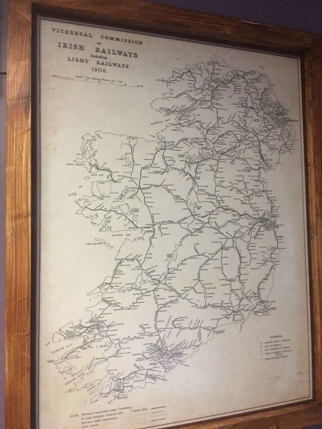 Railway Network Map of 32 Counties of Ireland
