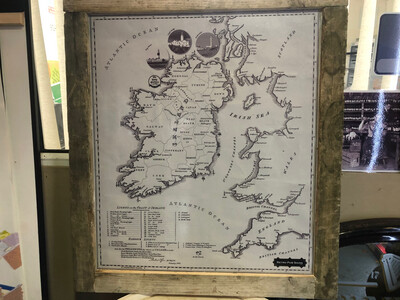 Framed 1834 Lighthouse Map of Ireland