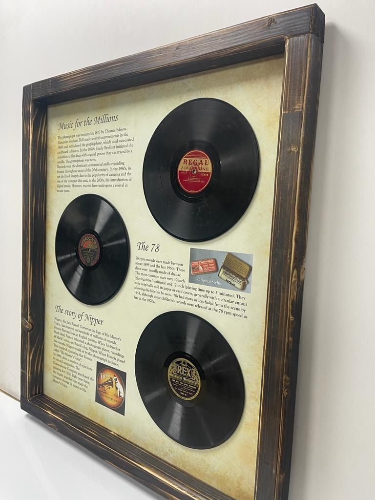 78 Records Display with Distressed Frame