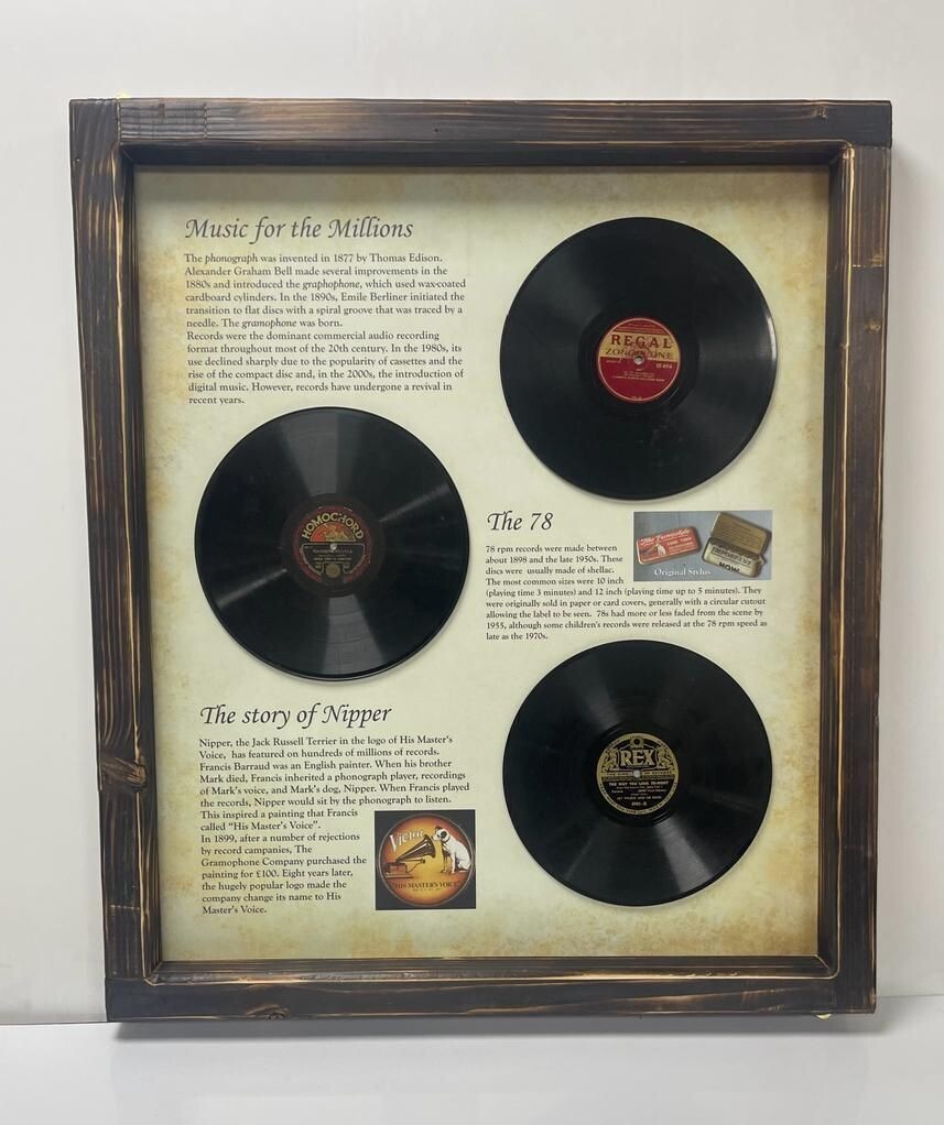 78 Records Display with Distressed Frame