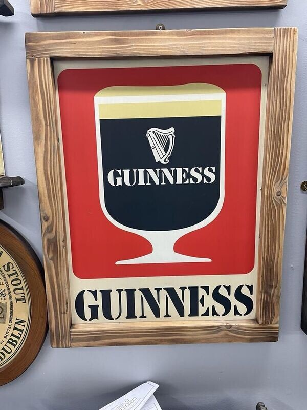 Wooden Framed Half Pint Guinness