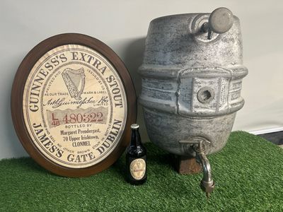Vintage Aluminium Guinness Barrel With Breather Attachment And Tap