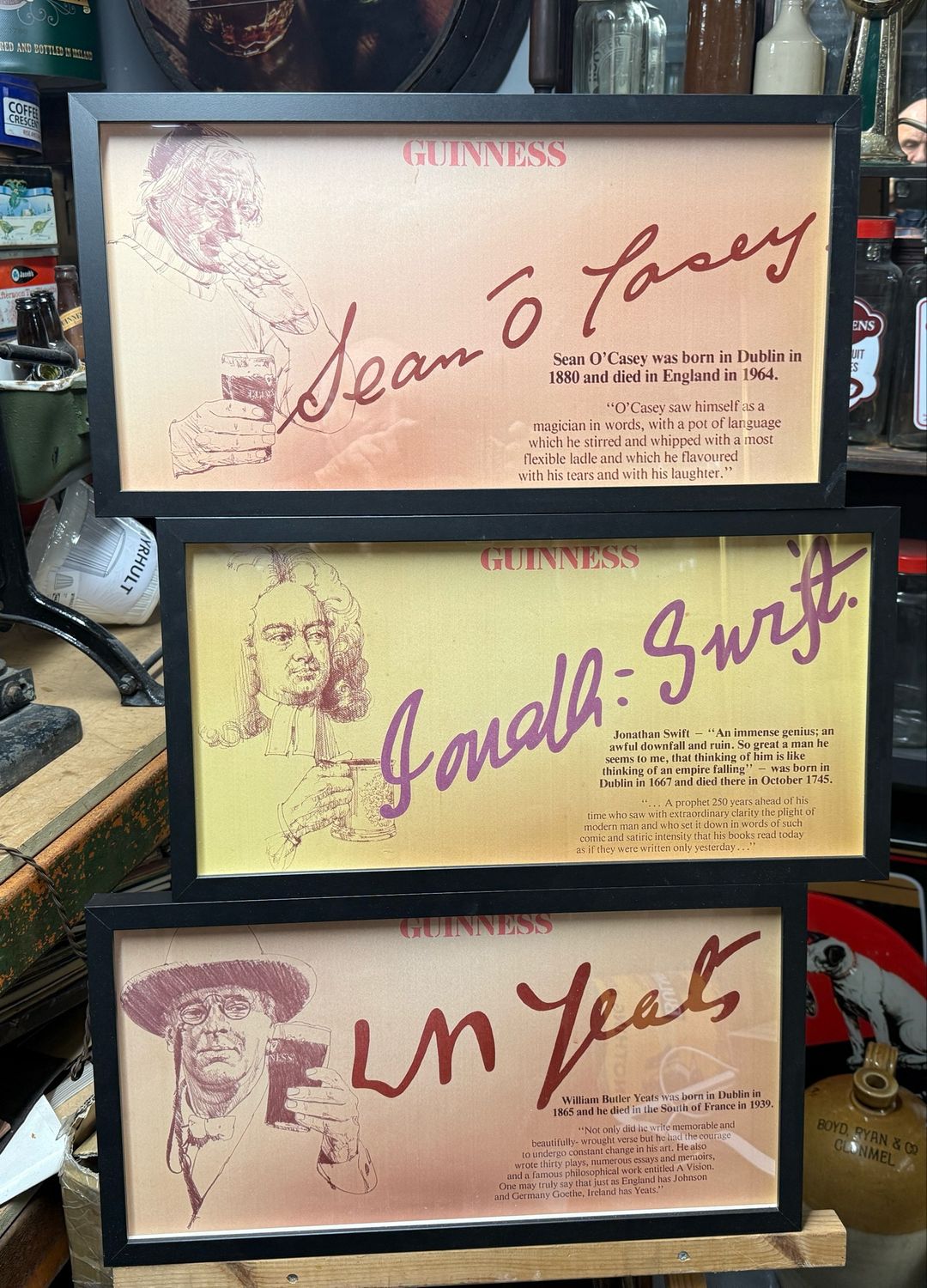 Famous Irish Writer Set Of 3 Famous Irish Writer Set Of 3