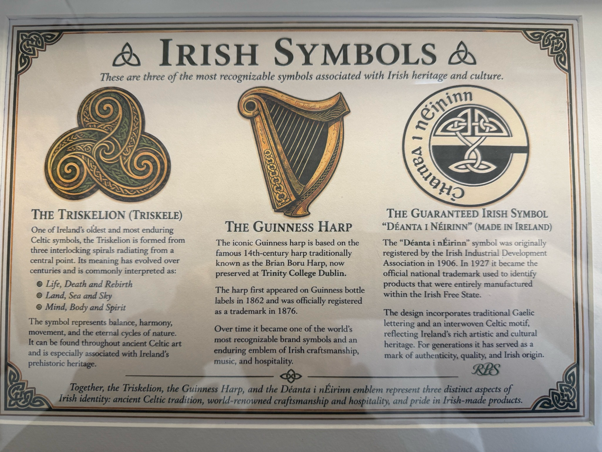 Irish Symbols Heritage And Cultural Framed Display