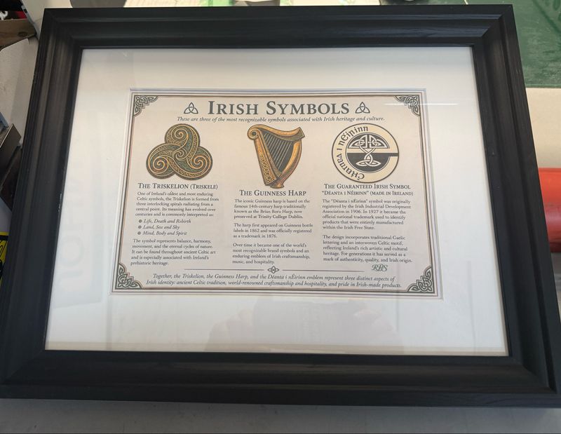 Irish Symbols Heritage And Cultural Framed Display