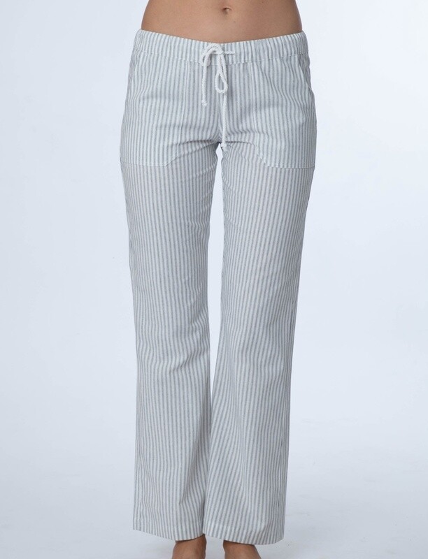 NORA STRIPE PANTS, Size: Small, Color: Light Grey