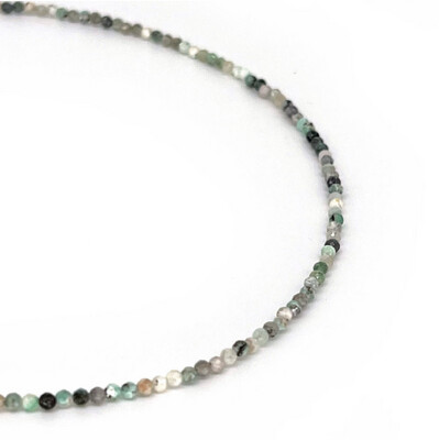Blue Emerald Beaded Necklace (Adjustable 16-18