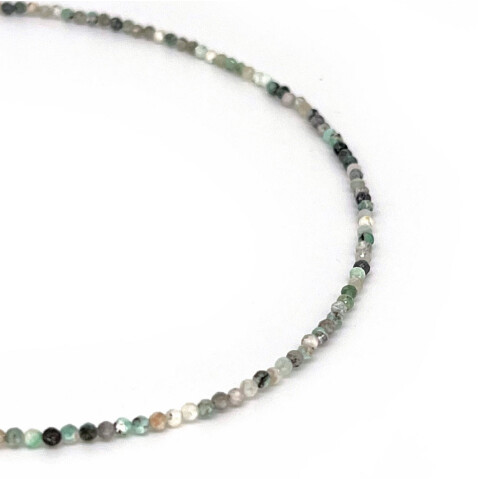 Blue Emerald Beaded Necklace (Adjustable 16-18")