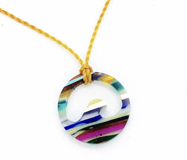 Recycled Surfwax Resin Necklaces, Style: Wave