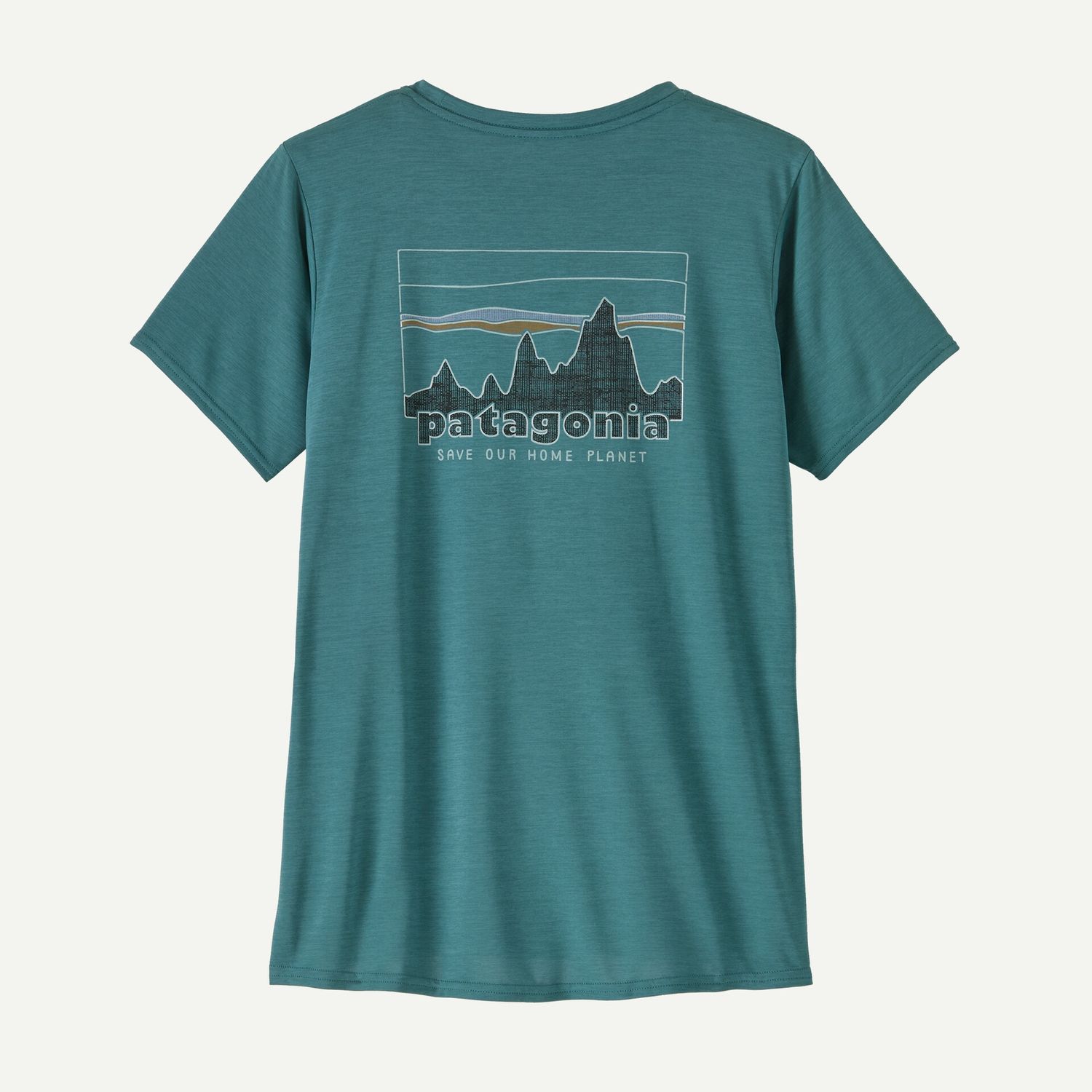W's Cap Cool Daily Graphic Shirt (Short Sleeve), Color: '73 Skyline: Wetland Blue X-Dye, Size: X-Small