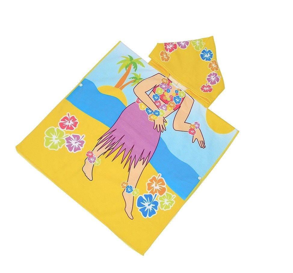 Kid's Hooded Poncho Towel, Style: Hula Girl