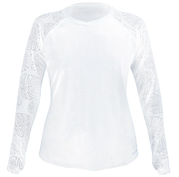 Ventx Leaf L/S, Color: Teal/White Monstera, Size: X-Small