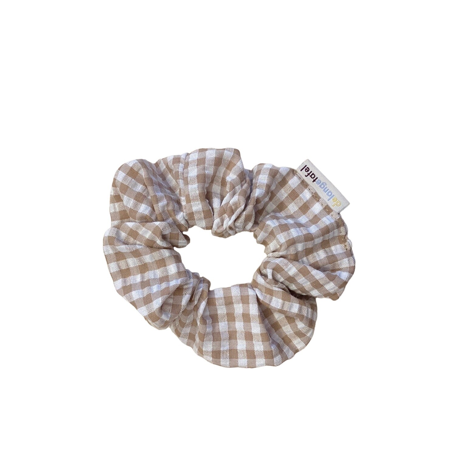 Scrunchie taupe geblokt
