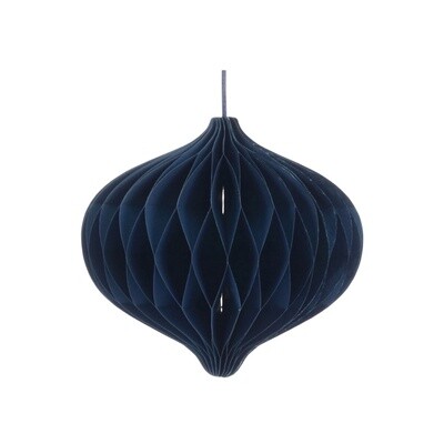 Honeycomb ornament donkerblauw ovale bal