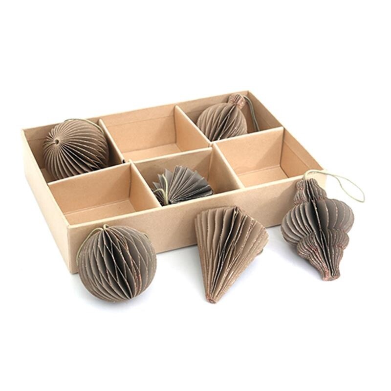 Doosje honeycomb ornamenten grijs · set van 6