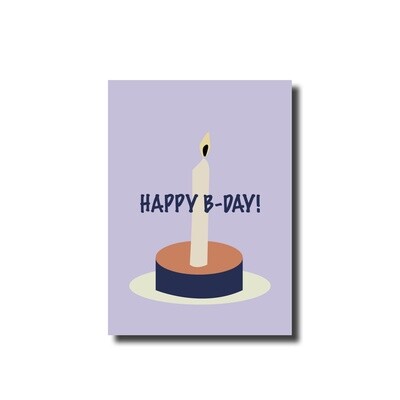 Ansichtkaart happy b-day candle purple