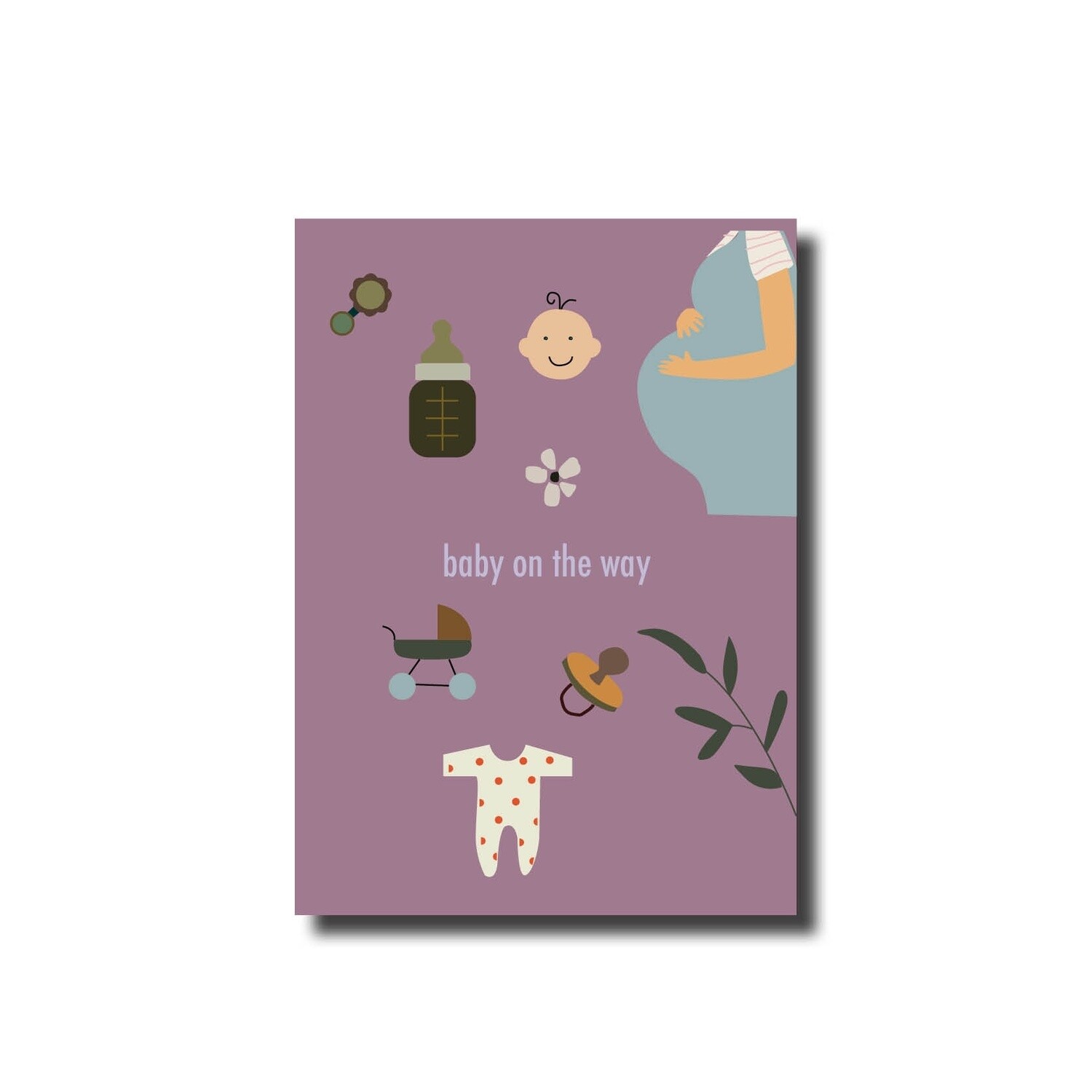 Ansichtkaart baby on the way purple