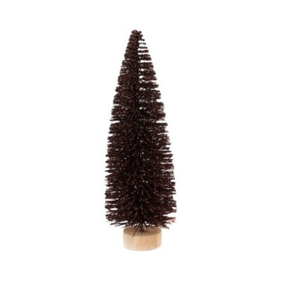 Kerstboom roestbruin/rood op voetje · glitter