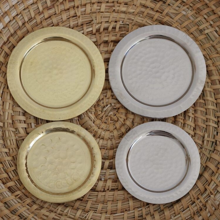 Schaaltje zilver messing rond gehamerd