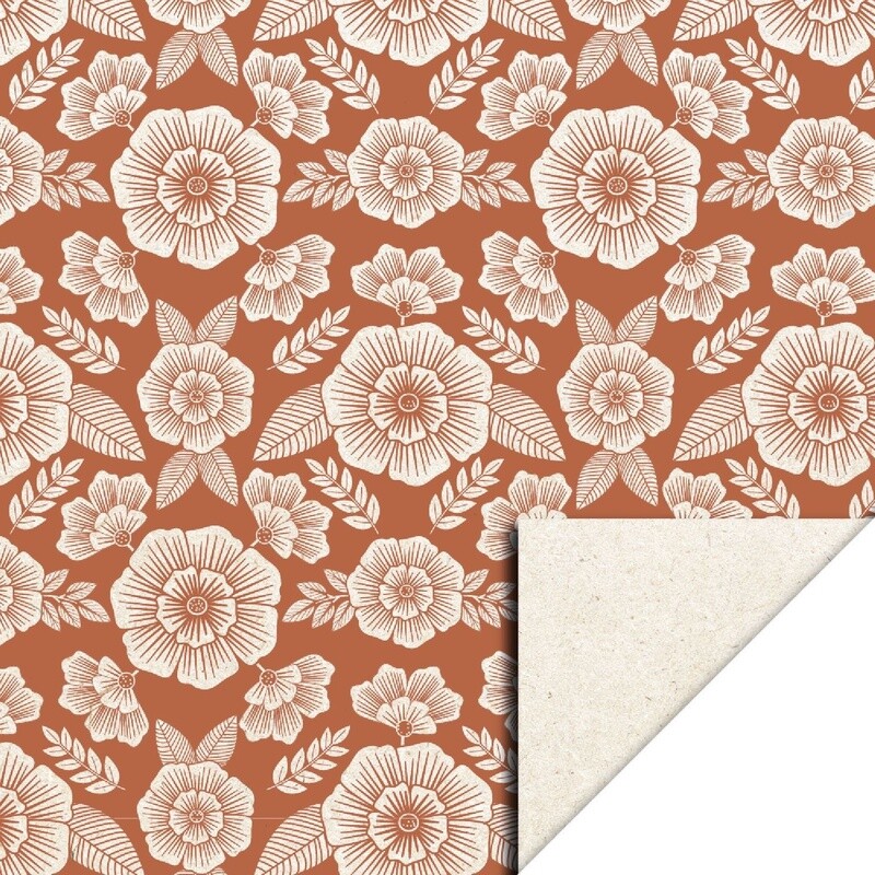 Cadeaupapier flowers cognac