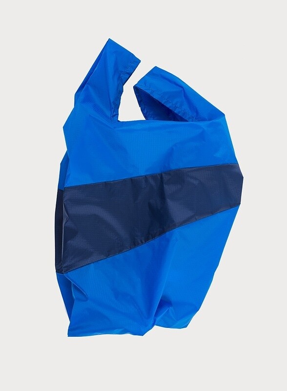 SUSAN BIJL The New Shopping Bag &#39;FOREVER&#39; Blue &amp; Navy Large