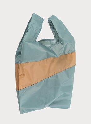 SUSAN BIJL The New Shopping Bag 'FOREVER' Grey & Camel Large