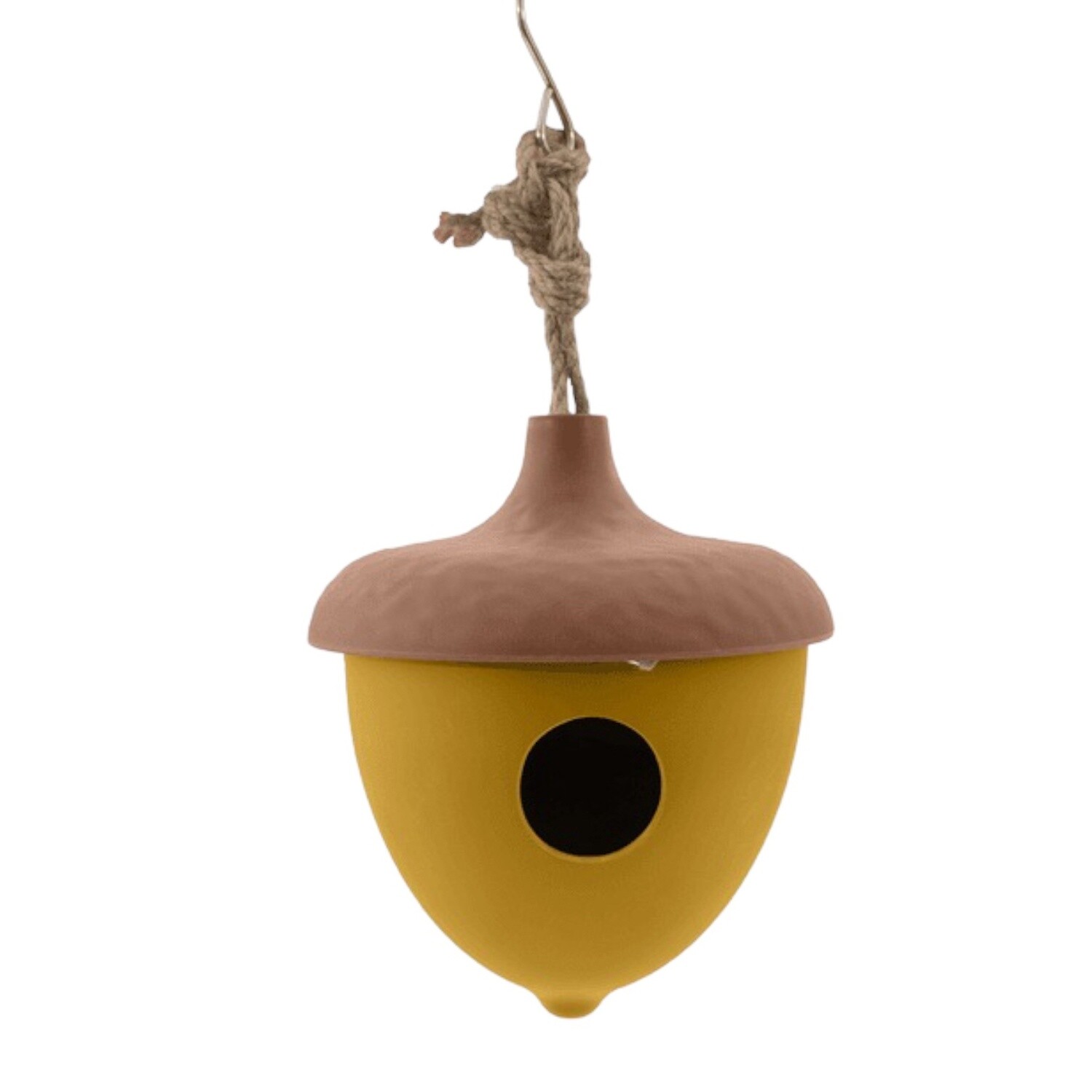 Voederhuisje vogels eikel geel &amp; bruin