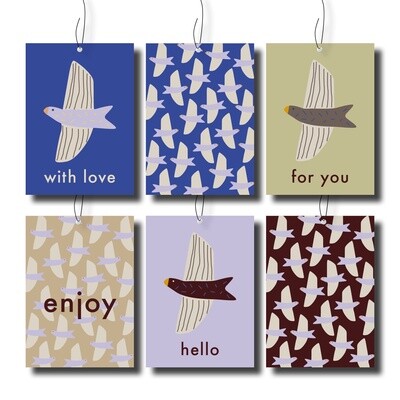Gift tags birds lila cadeau labels DIY