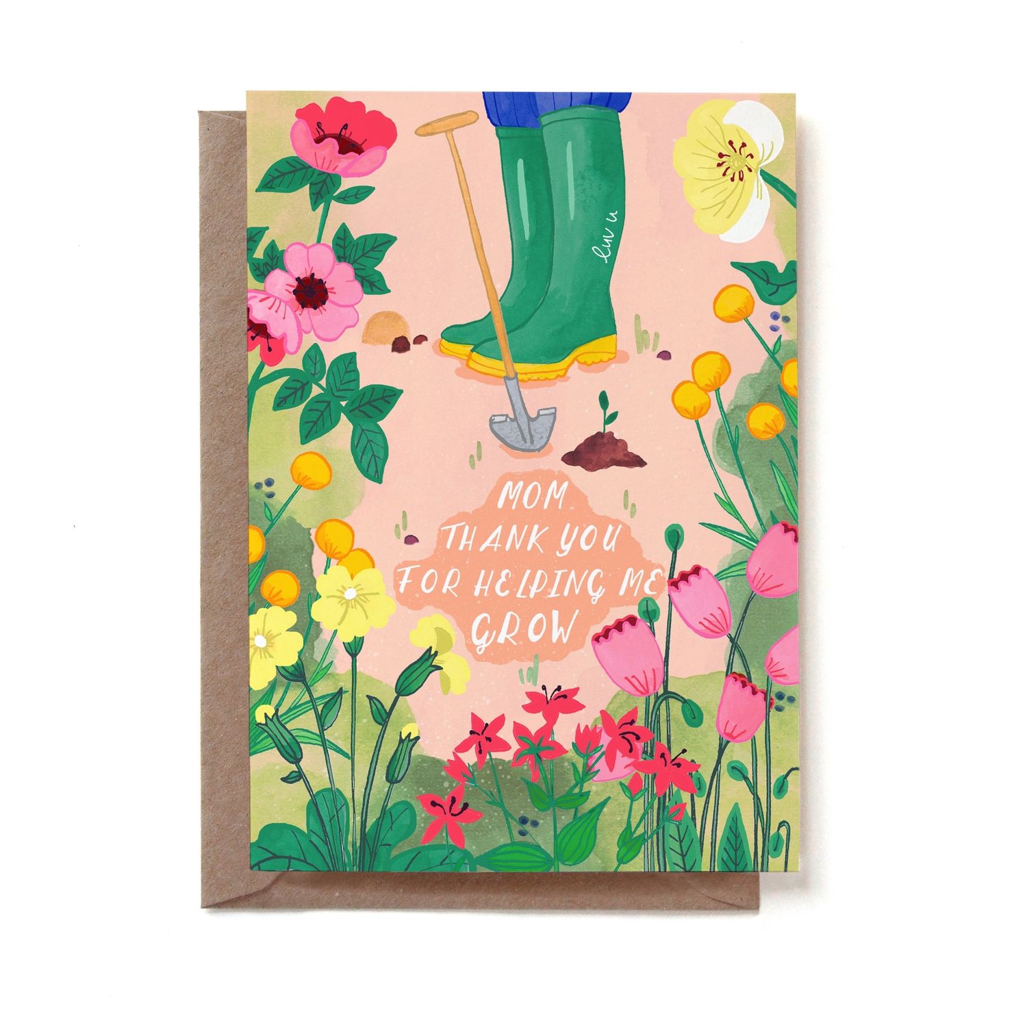 Dubbele kaart moederdag &#39;thank you for helping me grow&#39;