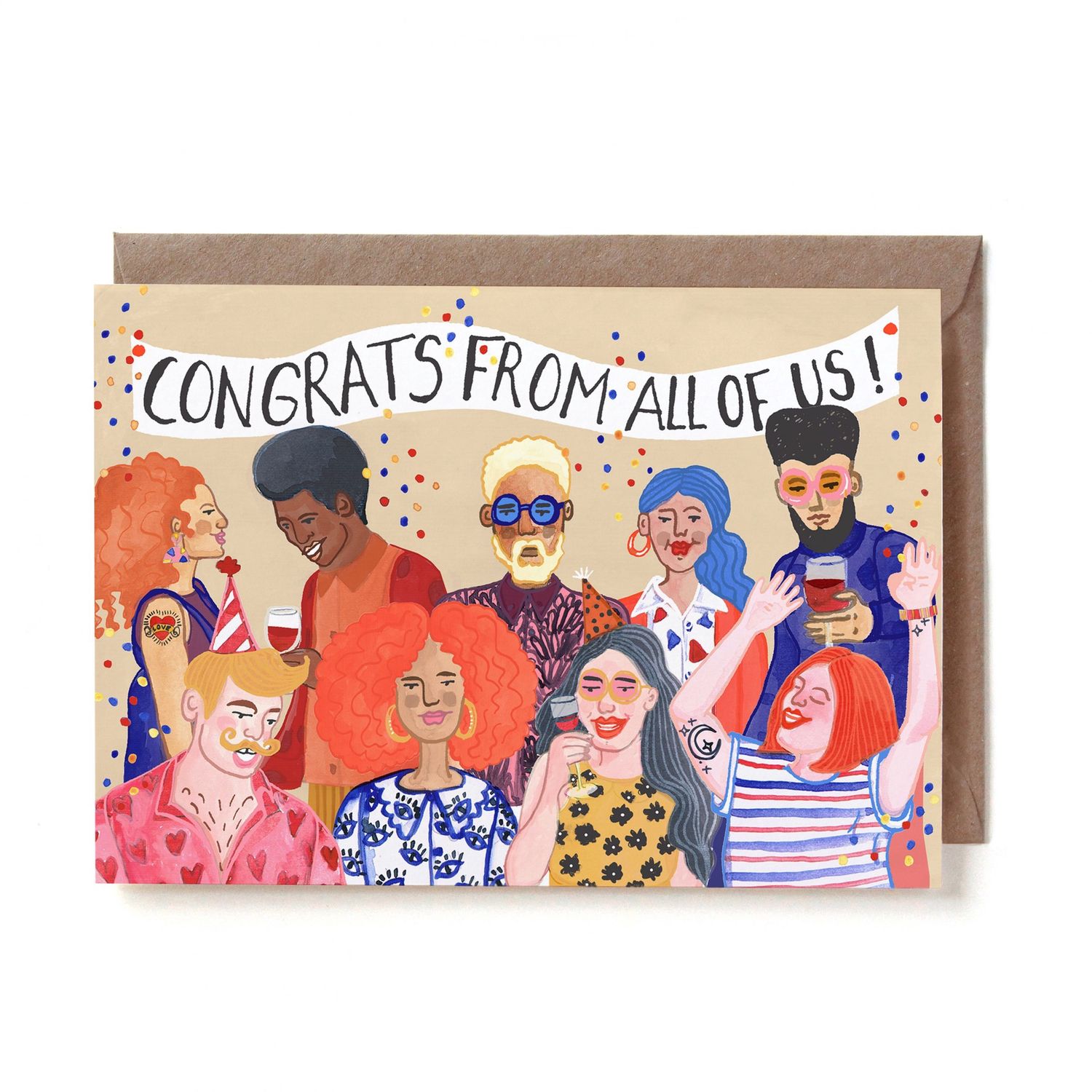 Dubbele kaart &#39;congrats from all of us&#39;