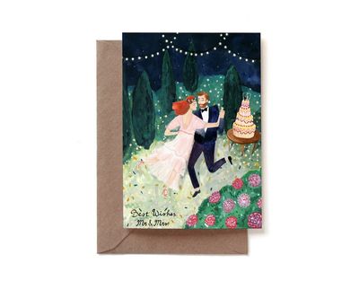 Dubbele kaart bruiloft &#39;best wishes Mr &amp; Mrs&#39;