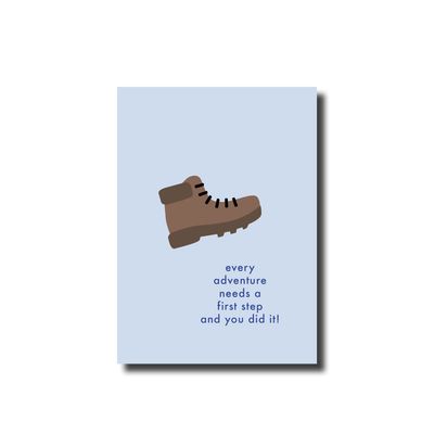 Ansichtkaart &#39;Every adventure needs a first step&#39; Nijmeegse vierdaagse