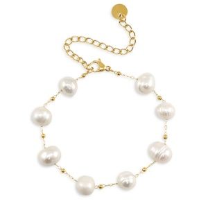 Armband ronde parels gold