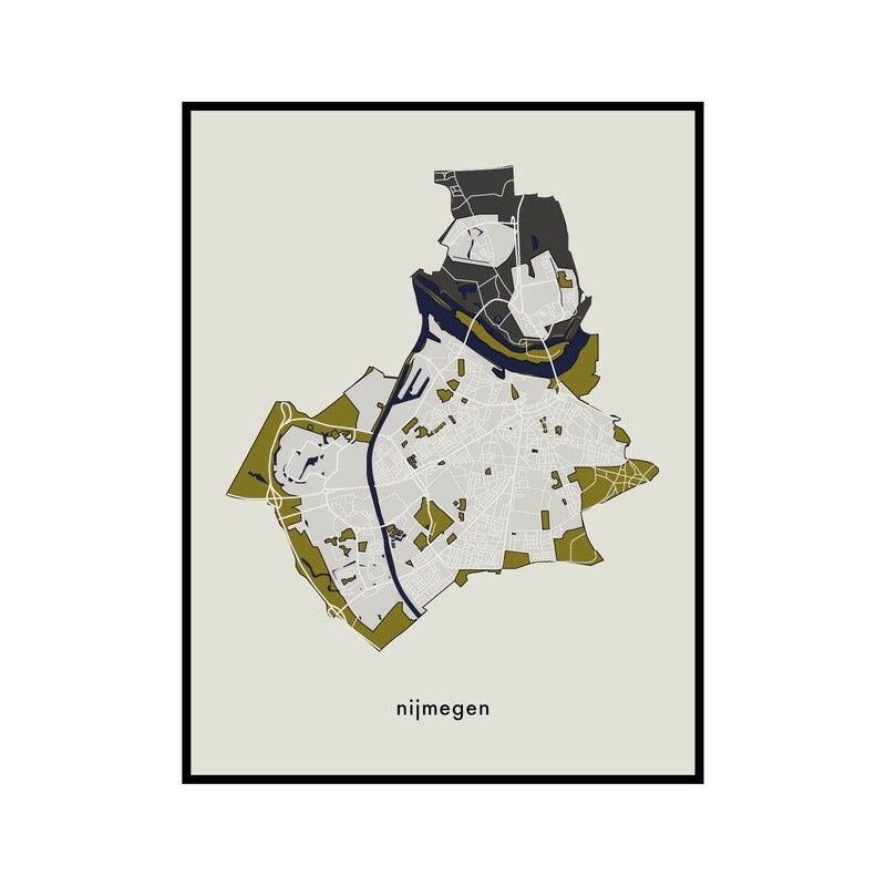 Print in lijst plattegrond Nijmegen