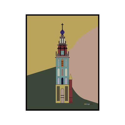 Print in lijst Stevenstoren Nijmegen colored