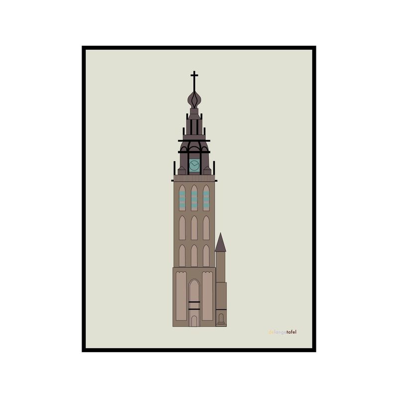 Print in lijst Stevenstoren Nijmegen effen achtergrond