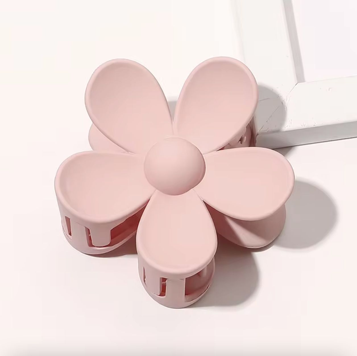 Haar klem bloem mat groot, Kleur: Roze