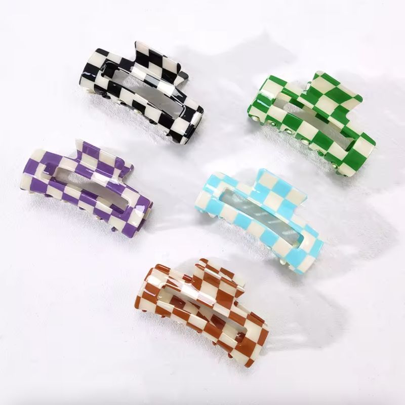 Haar klem checkered colorful open rechthoekig