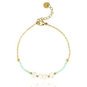 Armband stainless steel Mint green-gold